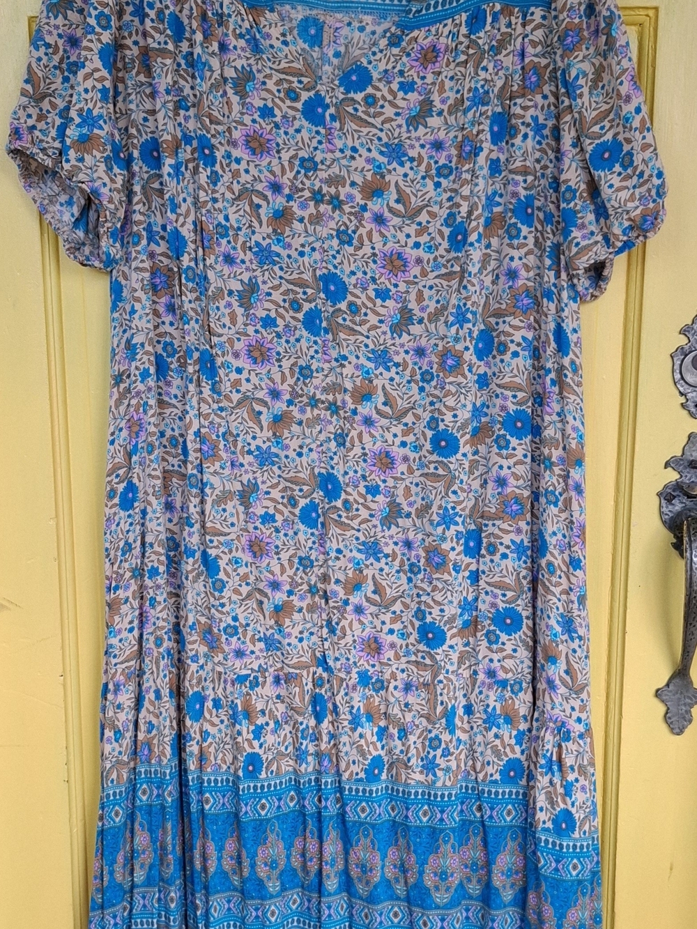 Blue Floral Bohemian Maxi Dress